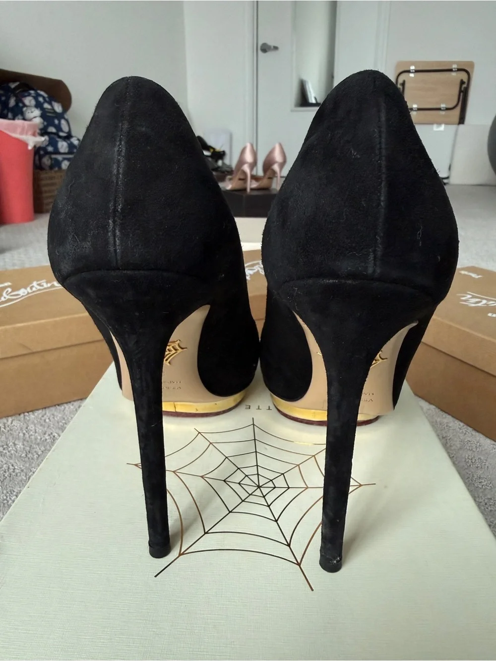 Charlotte Olympia Black Suede Pumps